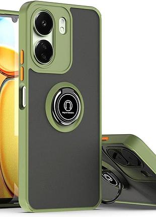 Чехол fiji colorframe для xiaomi redmi 13c матовый бампер с кольцом подставкой khaki