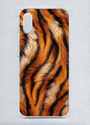 Чехол с утолщёнными углами на xiaomi redmi 9a тигровый мех (принт 395)