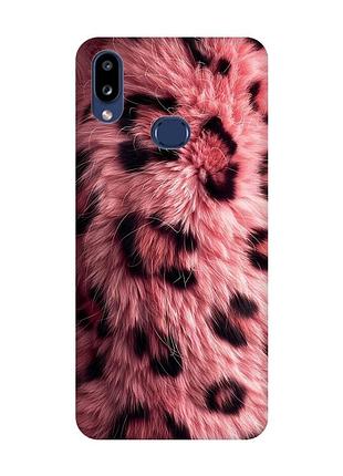 Матовый розовый чехол на samsung galaxy a10s (a107) розовый мех (принт 397)