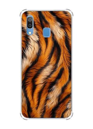 Чехол с утолщёнными углами на samsung galaxy a30 (2019) / a20 (2019) тигровый мех (принт 395)
