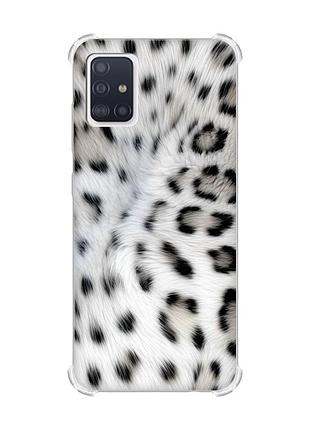 Чехол с утолщёнными углами на samsung galaxy a71/a715 белый леопард (принт 398)