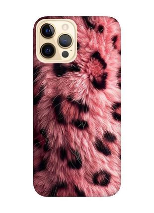 Матовий рожевий чохол на iphone 12 pro max рожеве хутро (принт 397)