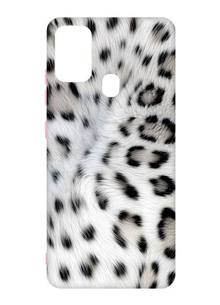 Матовый чехол с розовыми боками на samsung galaxy m30s/m21 белый леопард (принт 398)