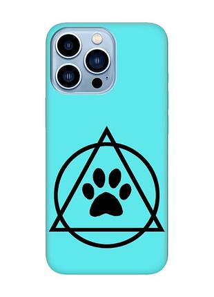 Матовый бирюзовый чехол на apple iphone 13 pro max логотип квадроберов (принт 394)