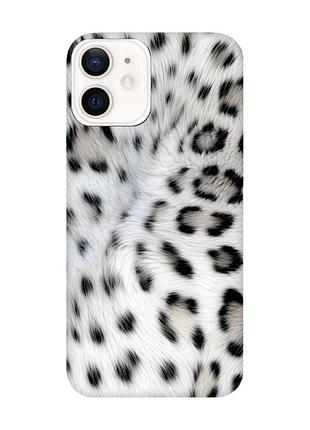 Матовый чехол с черными боками на iphone 12 / 12 pro (6.1) белый леопард (принт 398)