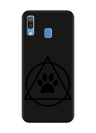 Матовый черный чехол на samsung galaxy a30 (2019) / a20 (2019) логотип квадроберов (принт 394)