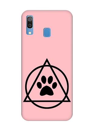Матовый розовый чехол на samsung galaxy a30 (2019) / a20 (2019) логотип квадроберов (принт 394)