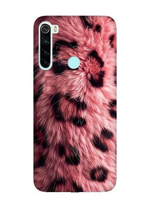Матовий рожевий чохол на xiaomi redmi note 8 рожеве хутро (принт 397)