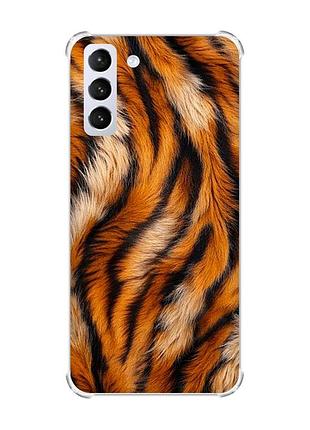 Чохол з потовщеними кутами на samsung galaxy s21 (g991) тигрове хутро (принт 395)