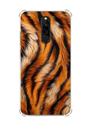 Чохол з потовщеними кутами на xiaomi redmi 8 тигрове хутро (принт 395)