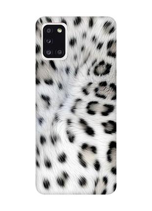 Матовий чохол з рожевими боками на samsung galaxy a31 білий леопард (принт 398)