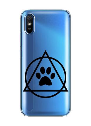 Прозрачный чехол на xiaomi redmi 9a логотип квадроберов (принт 394)