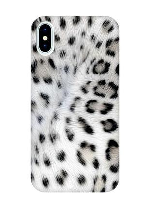 Матовый чехол с розовыми боками на iphone x / xs белый леопард (принт 398)