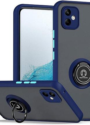 Чохол fiji colorframe для samsung galaxy a05 (a055) матовий бампер з кільцем підставкою dark blue