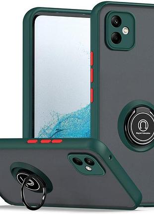 Чехол fiji colorframe для samsung galaxy a05 (a055) матовый бампер с кольцом подставкой green
