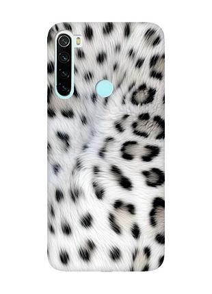 Матовый чехол с розовыми боками на xiaomi redmi note 8 белый леопард (принт 398)
