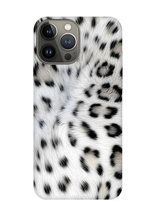 Матовий чохол з чорними боками на iphone 13 pro білий леопард (принт 398)