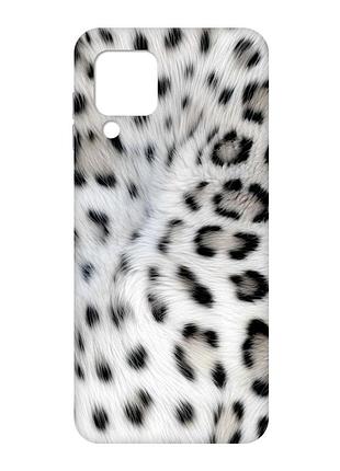 Матовый чехол с розовыми боками на samsung galaxy m32/a22/m22 4g белый леопард (принт 398)