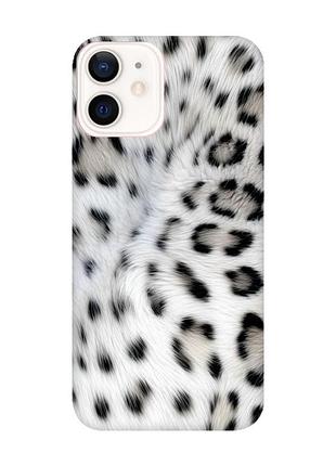 Матовый чехол с розовыми боками на iphone 12 / 12 pro (6.1) белый леопард (принт 398)