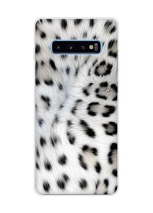 Чехол на samsung galaxy s10 plus белый леопард (принт 398)