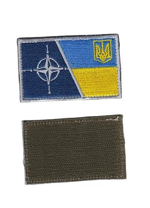 Шеврон всу, военный / армейский, украина-нато флаг, на липучке, 5 см * 8см