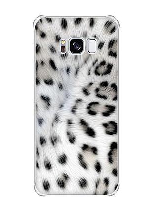 Чехол с утолщёнными углами на samsung galaxy s8 белый леопард (принт 398)