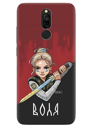 Матовый чехол с черными боками на xiaomi redmi 8 украинская защитница (принт 171)