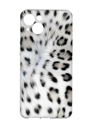 Чехол с защитой камер на iphone 15 белый леопард (принт 398)