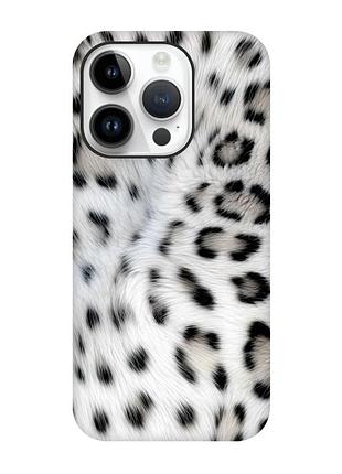 Матовий чохол з чорними боками на iphone 14 pro білий леопард (принт 398)