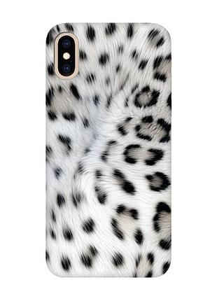 Матовий чохол з бірюзовими боками на iphone xs max білий леопард (принт 398)