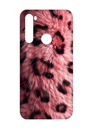 Матовый чехол с черными боками на xiaomi redmi note 8 розовый мех (принт 397)