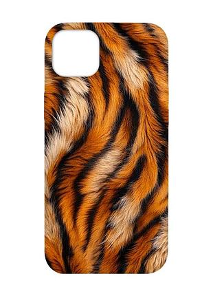 Матовый чехол с черными боками на iphone 14 plus тигровый мех (принт 395)