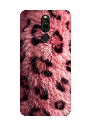 Матовый чехол с черными боками на xiaomi redmi 8 розовый мех (принт 397)