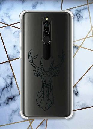 Чехол с утолщенными углами на xiaomi redmi 8 олень (принт 128)
