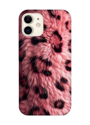 Чехол на iphone 12 mini розовый мех (принт 397)