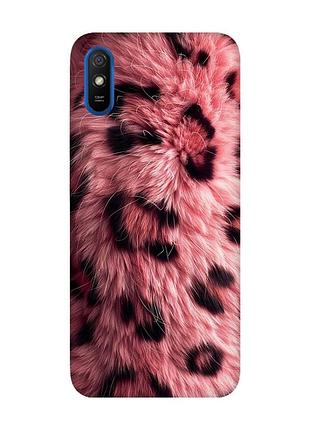 Матовый розовый чехол на xiaomi redmi 9a розовый мех (принт 397)