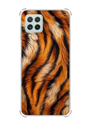 Чехол с утолщёнными углами на samsung galaxy m32/a22/m22 4g тигровый мех (принт 395)