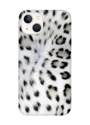 Чехол с защитой камеры на iphone 14 plus белый леопард (принт 398)