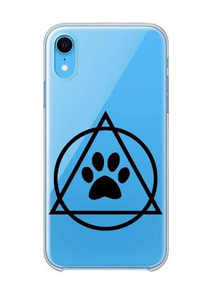 Прозрачный чехол на iphone xr логотип квадроберов (принт 394)