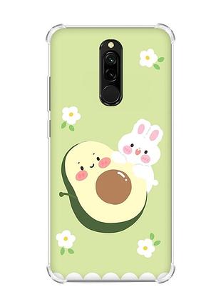 Чехол с утолщенными углами на xiaomi redmi 8 авокадо и зайчонок (принт 311)