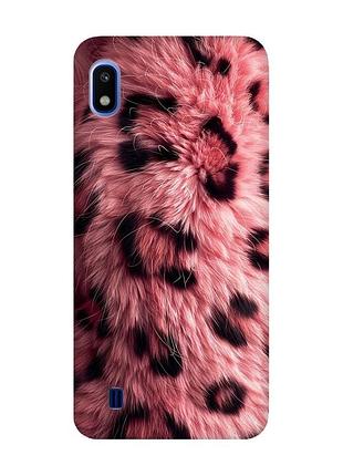 Матовый розовый чехол на samsung galaxy a10 (2019) a105 розовый мех (принт 397)