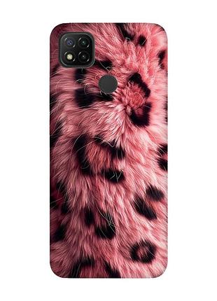 Матовый чехол с черными боками на xiaomi redmi 9c/10a розовый мех (принт 397)
