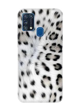 Чехол на samsung galaxy m31 белый леопард (принт 398)