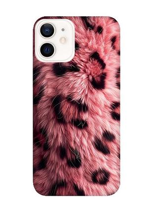 Матовый розовый чехол на iphone 12/12 pro розовый мех (принт 397)