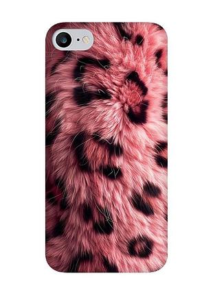 Матовий чохол з чорними боками на iphone 7/8 рожеве хутро (принт 397)