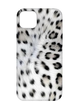 Матовий чохол з чорними боками на iphone 14 plus білий леопард (принт 398)