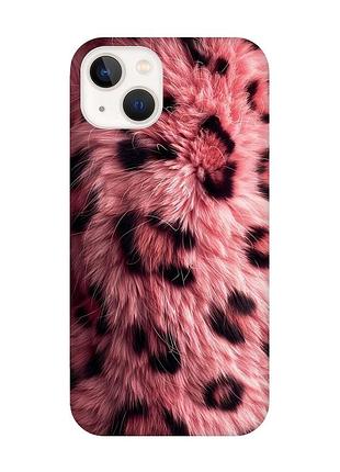 Чехол на iphone 14 plus розовый мех (принт 397)