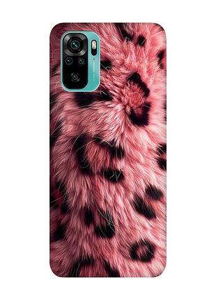 Матовый чехол с черными боками на xiaomi redmi note 10/note 10s розовый мех (принт 397)