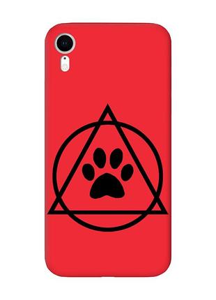 Матовый красный чехол на apple iphone xr логотип квадроберов (принт 394)