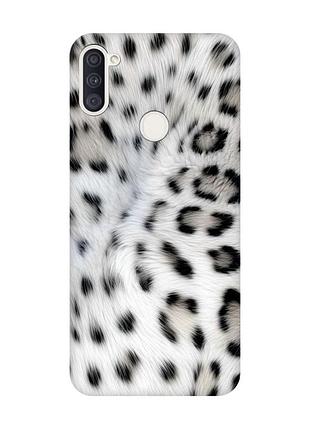Матовий чохол з чорними боками на samsung galaxy a11 білий леопард (принт 398)